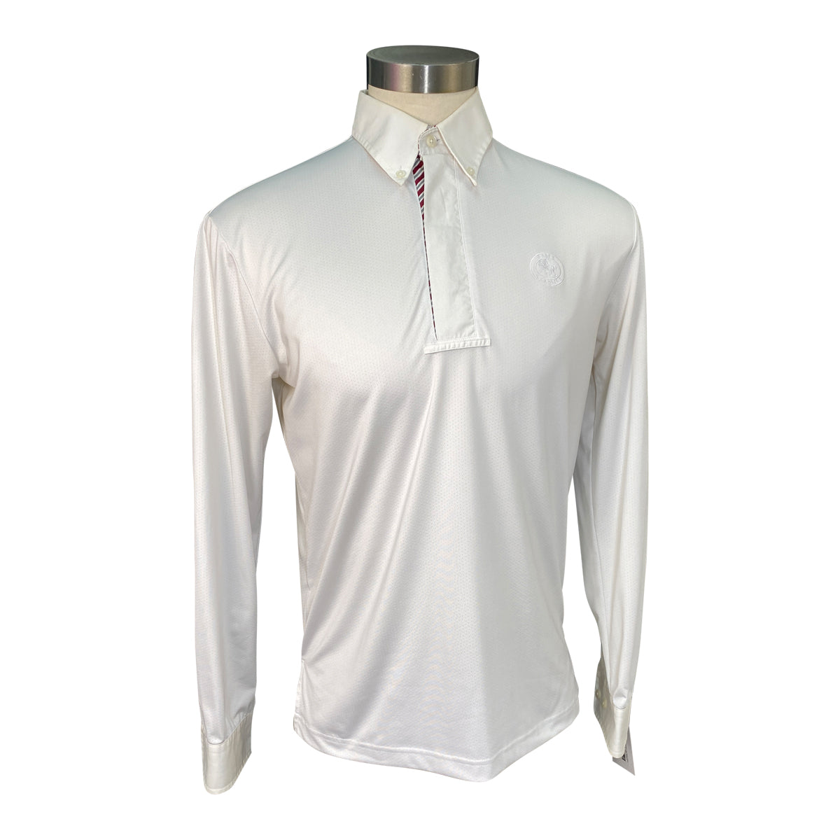 Essex Classics Talent Yarn Long Sleeve Show Shirt in White/Red Stripes