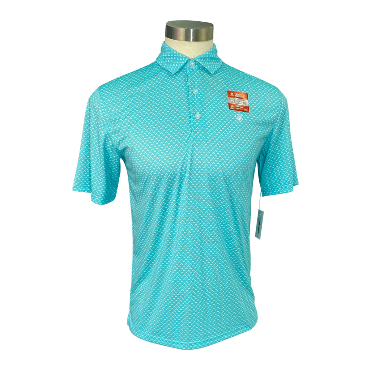 Ariat Men's Fashion Print Short Sleeve Polo in Miami Aqua