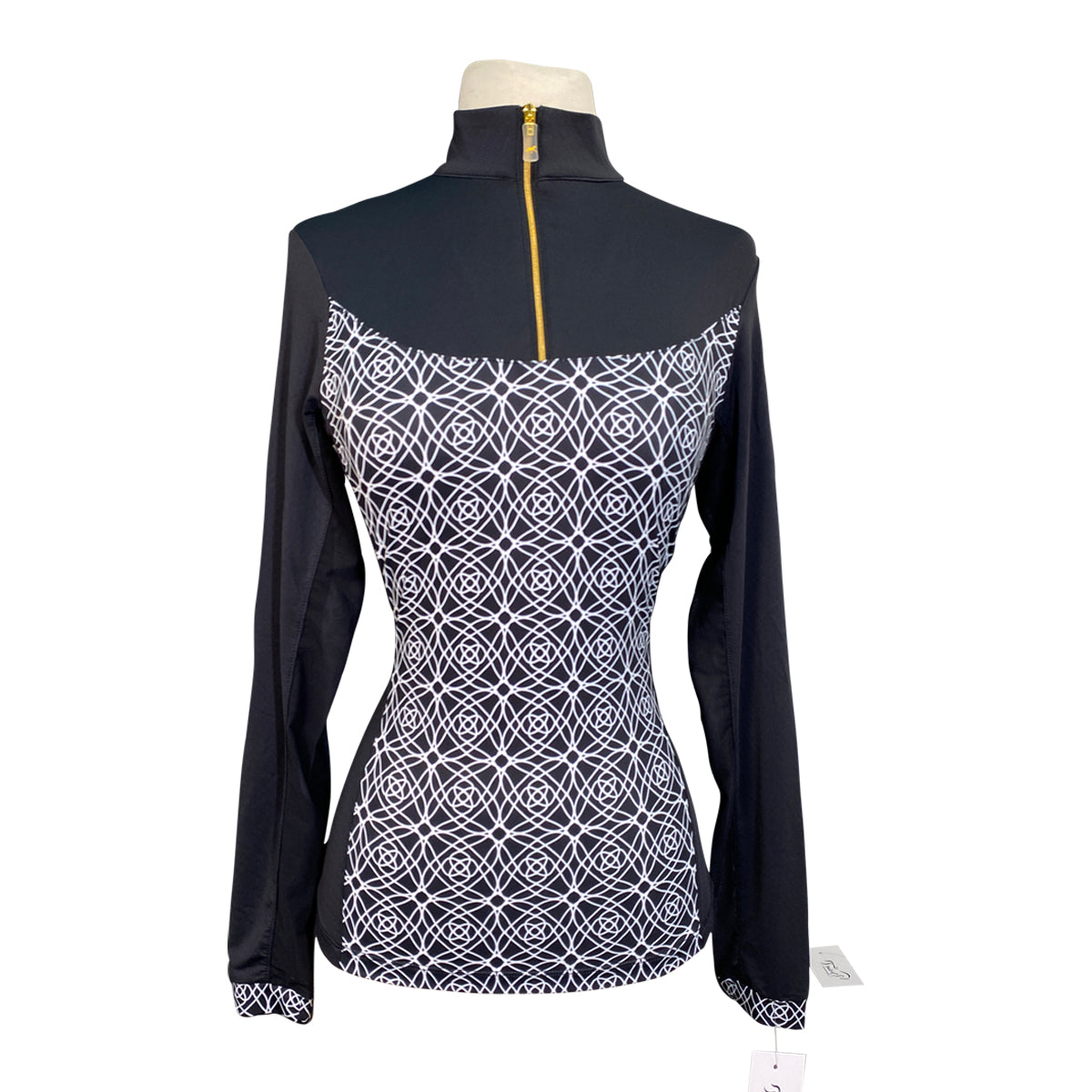Novella Equestrian 'The Valentina' Long Sleeve Shirt in Black/White Floral - Women's Medium