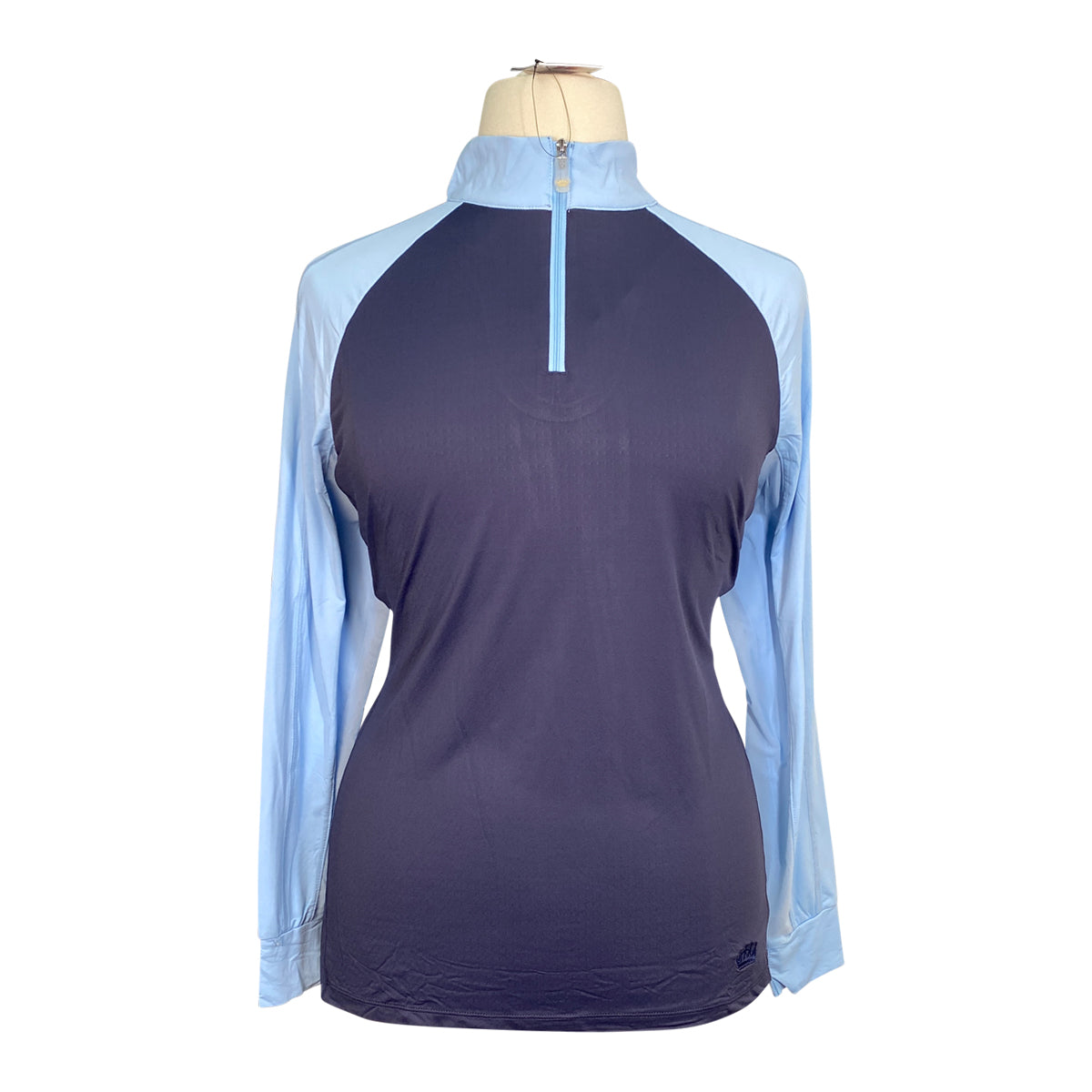 Kastel Long Sleeve Topstitched Raglan Top in Navy & Dutch Canal