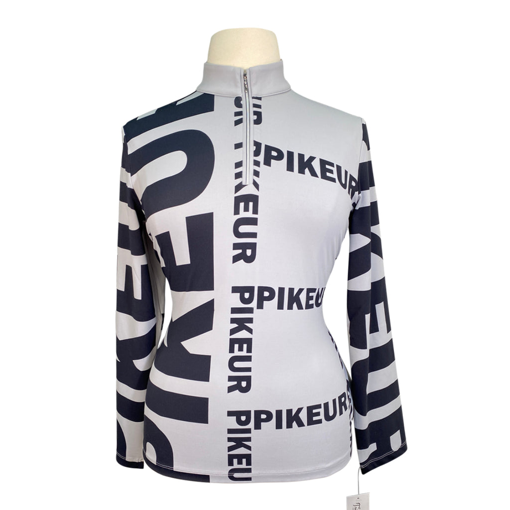 Pikeur 'Ennie' 1/4 Zip Functional Top in News Logo Print