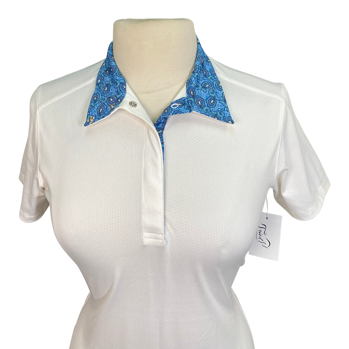 Essex Classics &#39;Talent Yarn&#39; Short Sleeve Show Shirt in White w/Blue Paisley