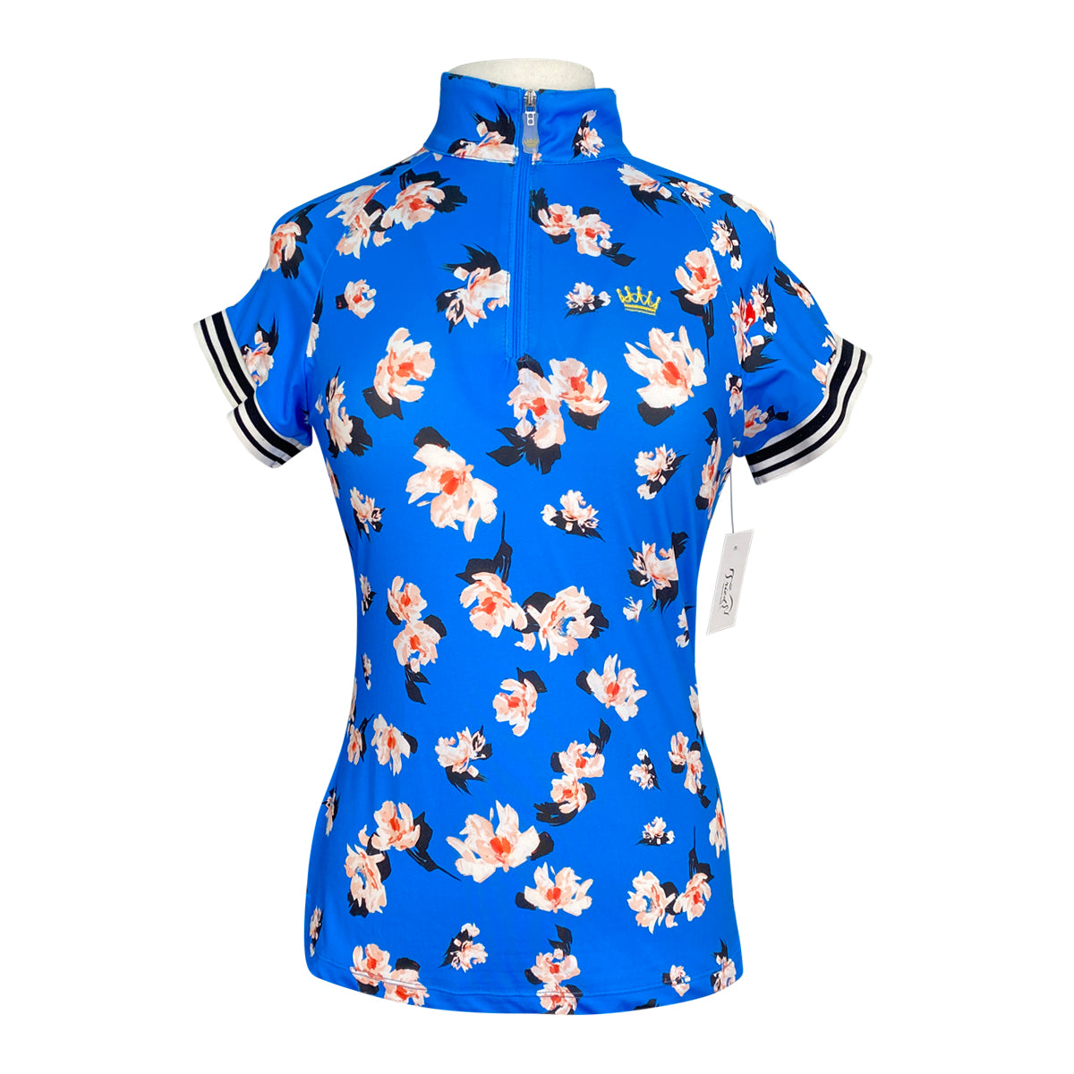 Kastel Charlotte Signature Short Sleeve Shirt in Blue Floral - Women's Small