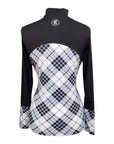 Novella Equestrian 'The Cody' Long Sleeve Shirt in Black/White/Plaid - Women's XL