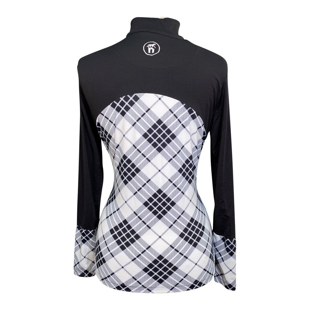 Novella Equestrian 'The Cody' Long Sleeve Shirt in Black/White/Plaid