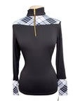 Novella Equestrian 'The Cody' Long Sleeve Shirt in Black/White/Plaid - Women's XL