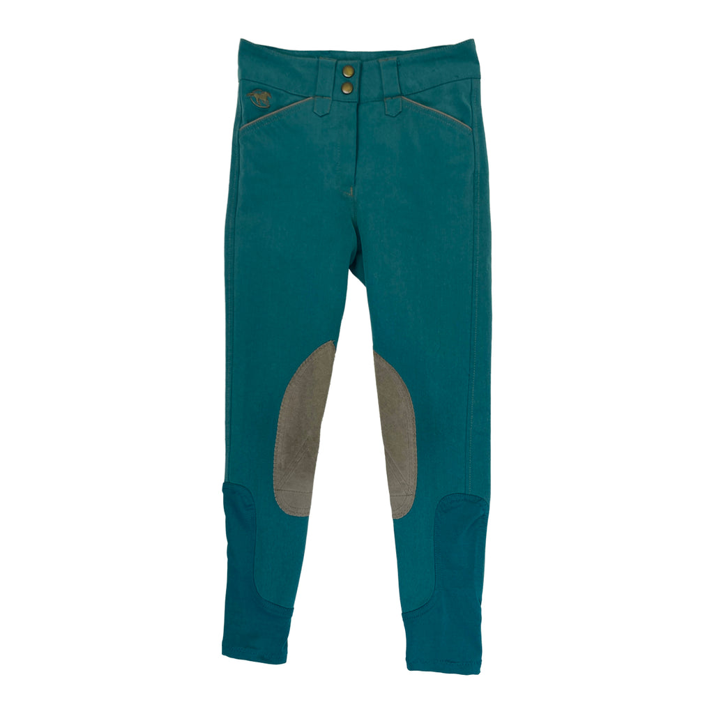 SmartPak 'Piper' Knee Patch Breeches in Teal/Tan - Children's 10
