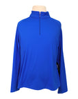Ibkul Solid Long Sleeve Mock Neck Top in Blue