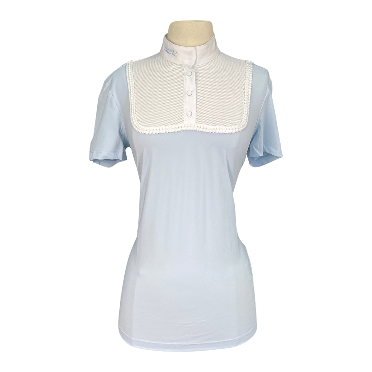 Cavalleria Toscana Jersey Competition Polo w/Decorative Trim in White/Blue