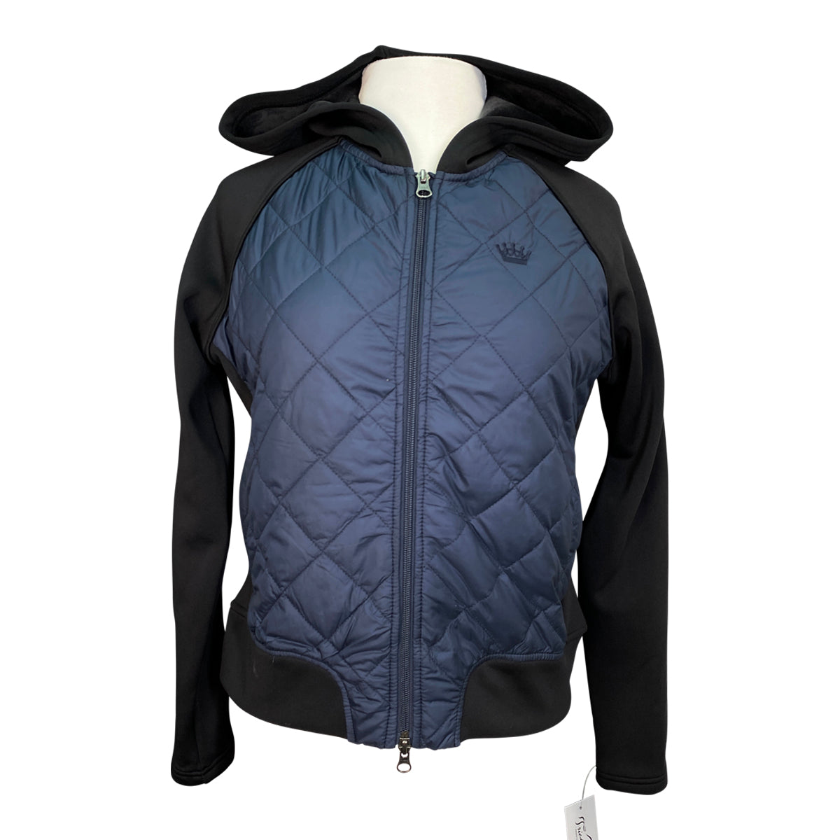 Kastel Quilted Front Hooded Bomber Jacket in Navy
