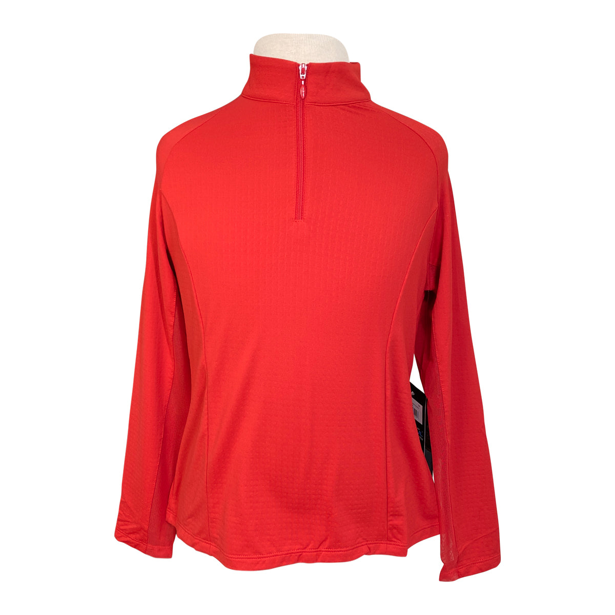 Ibkul Solid Long Sleeve Mock Neck Top in Red