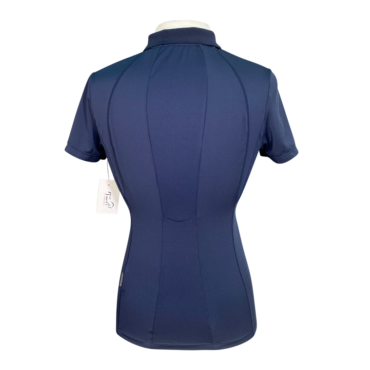 Back of Ovation 'Core' Half Zip Short Sleeve Sun Shirt in Navy - Women's Small