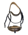 Halter Ego 'Hermes' Rock Crystal Flash Bridle in Brown/Champagne - Full