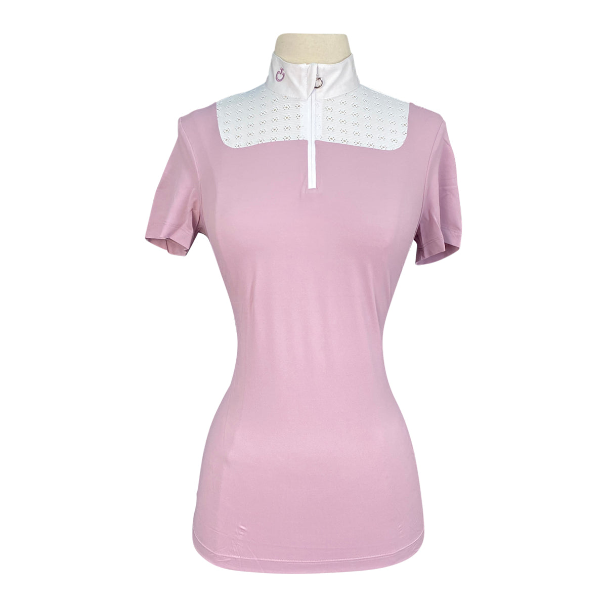 Cavalleria Toscana S/S Zip Competition Polo in Pale Mauve/White