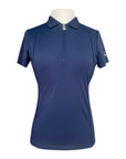 Front of Ovation 'Core' Half Zip Short Sleeve Sun Shirt in Navy - Women's Small