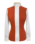 Cavalleria Toscana Competition Shirt Pleated Jersey L/S in Orange/White  - Women's Small