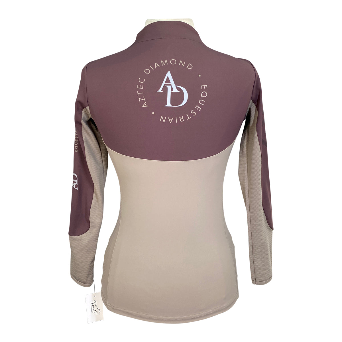 Aztec Diamond Equestrian Colour Block Base Layer in Maroon/Taupe