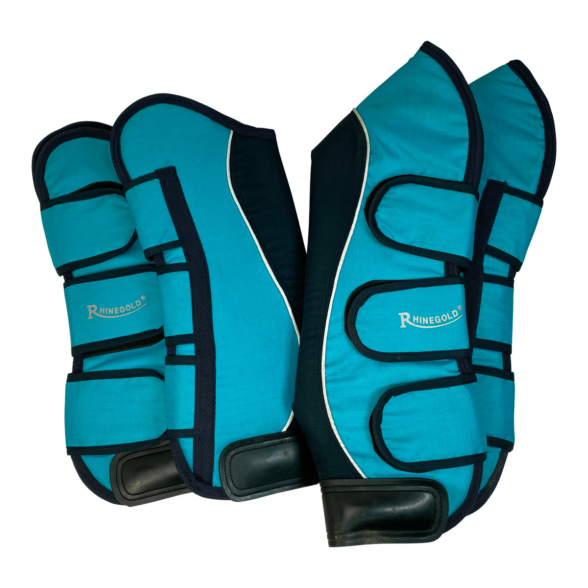 Rhinegold Elite Full Length Travel Boots (Set of 4) in Turquoise/Navy