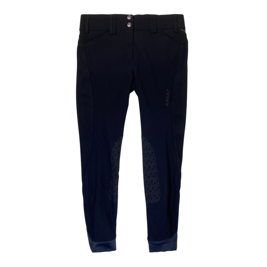 Front of Ariat 'Tri Factor' Knee Grip Breeches in Black - Women's 24R