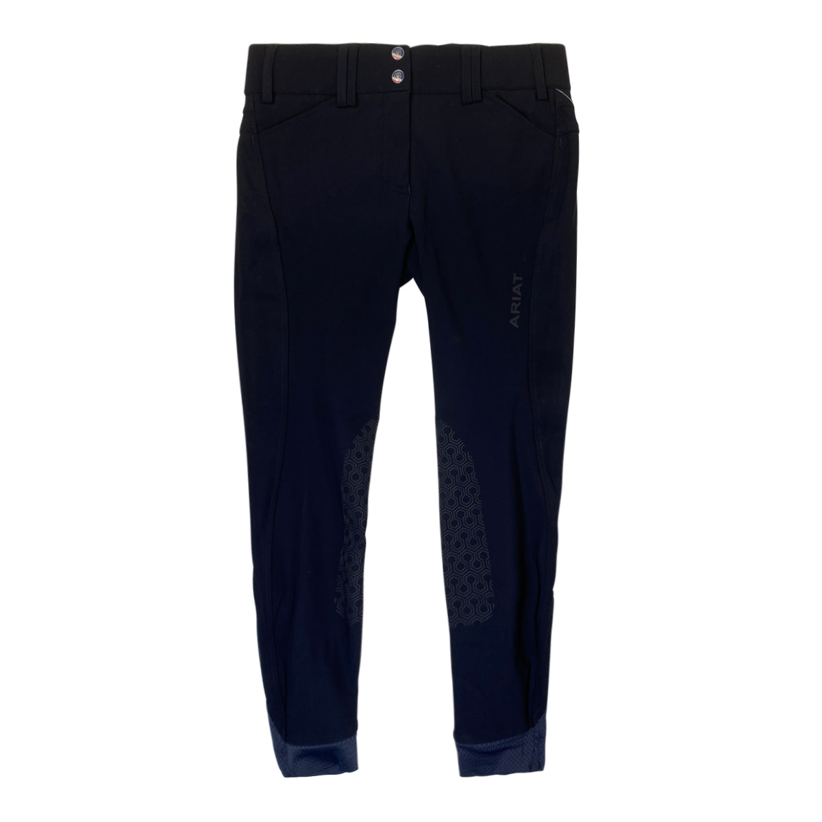 Front of Ariat 'Tri Factor' Knee Grip Breeches in Black - Women's 24R