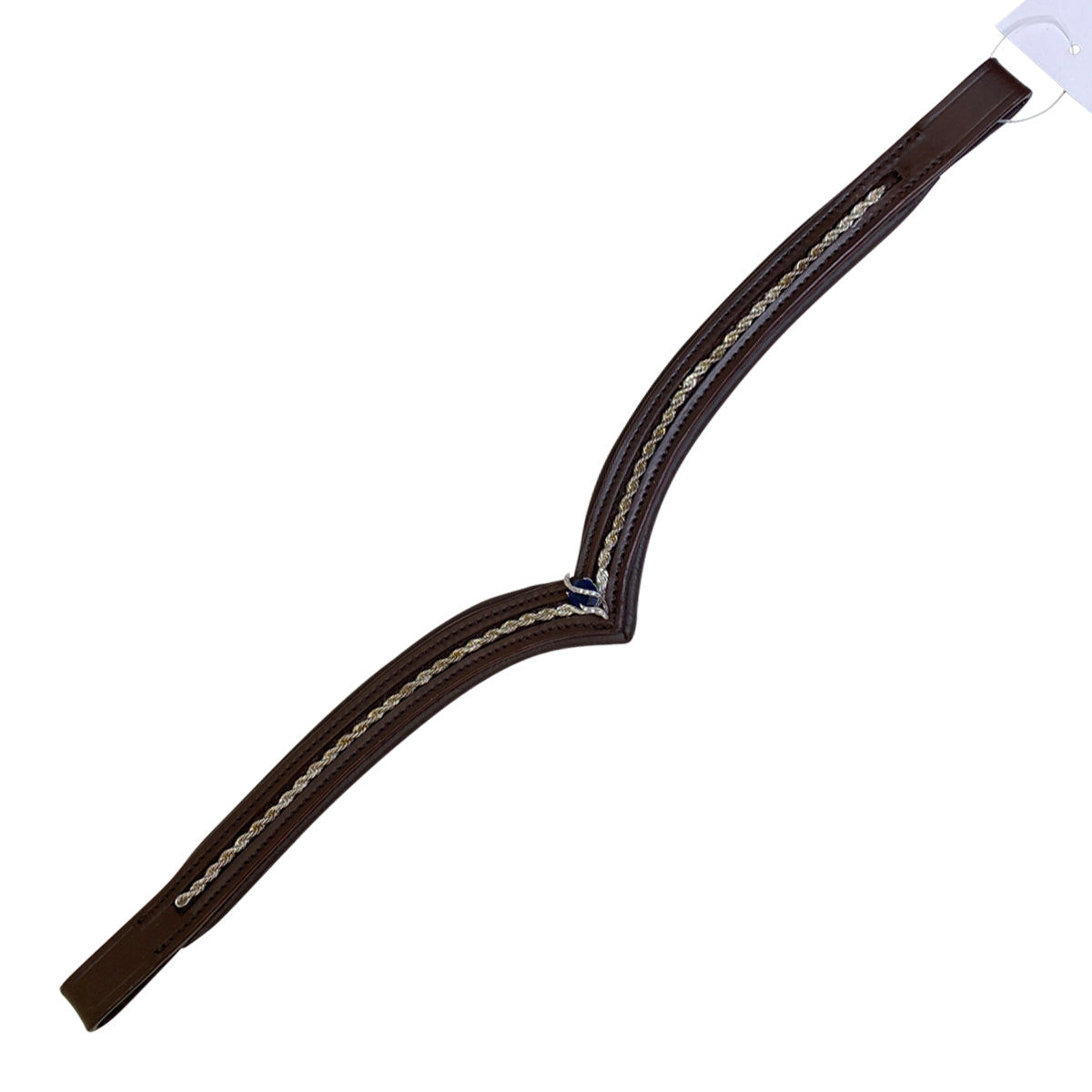 Dressage V Browband in Chocolate/Blue Crystal 