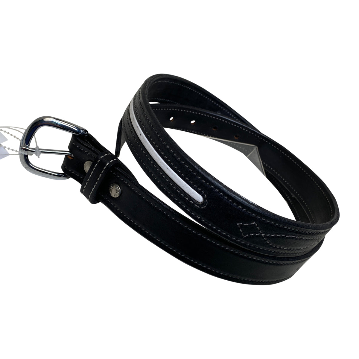 Green Hill Leather Belt in Black/White