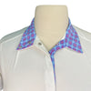 Essex Classics 'Talent Yarn' Short Sleeve Show Shirt in White w/Blue Geo Pattern