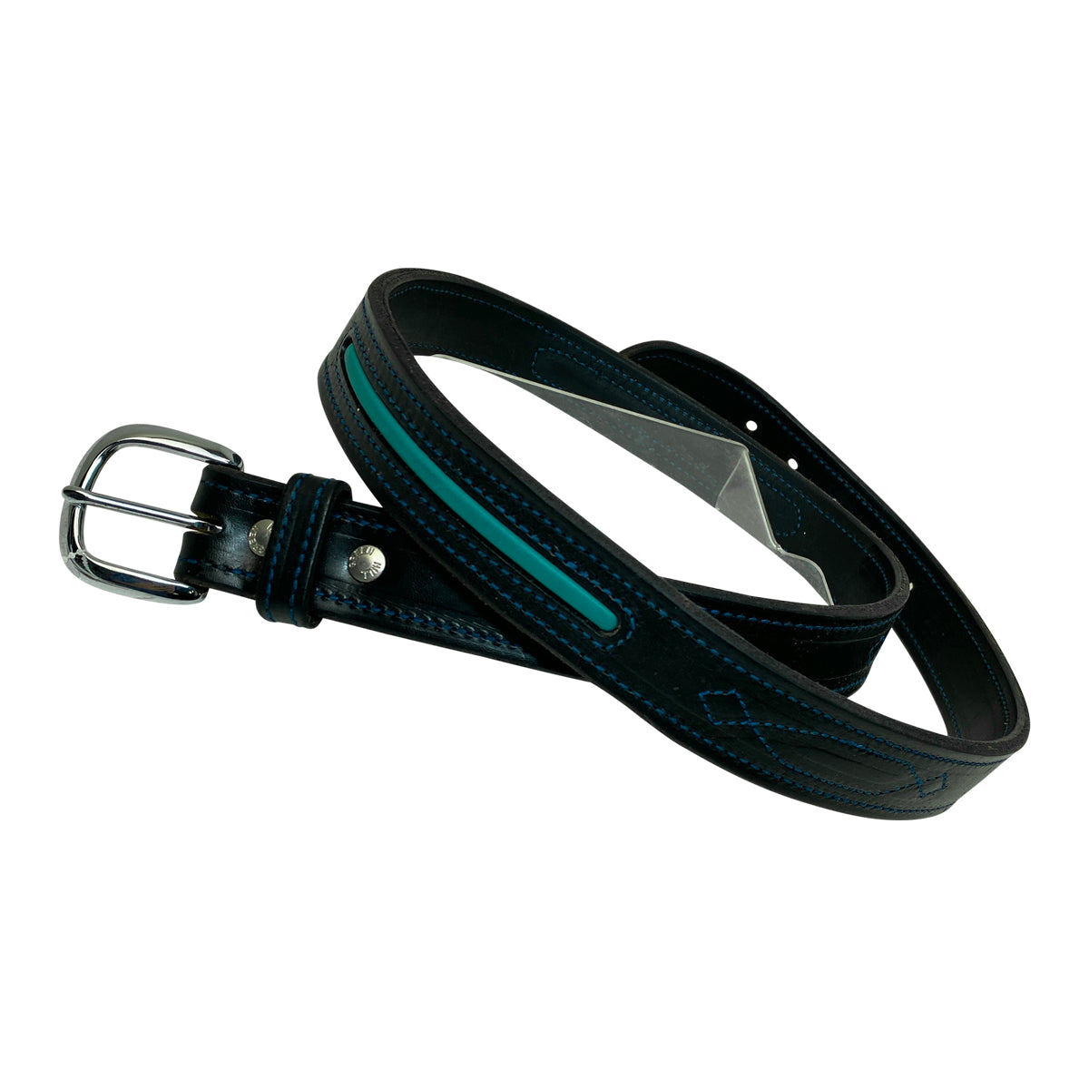 Green Hill Leather Belt in Black/Turquoise