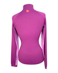 Kastel Shirred Shoulder 1/4 Zip Long Sleeve in Berry