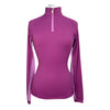 Kastel Shirred Shoulder 1/4 Zip Long Sleeve in Berry