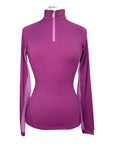 Kastel Shirred Shoulder 1/4 Zip Long Sleeve in Berry