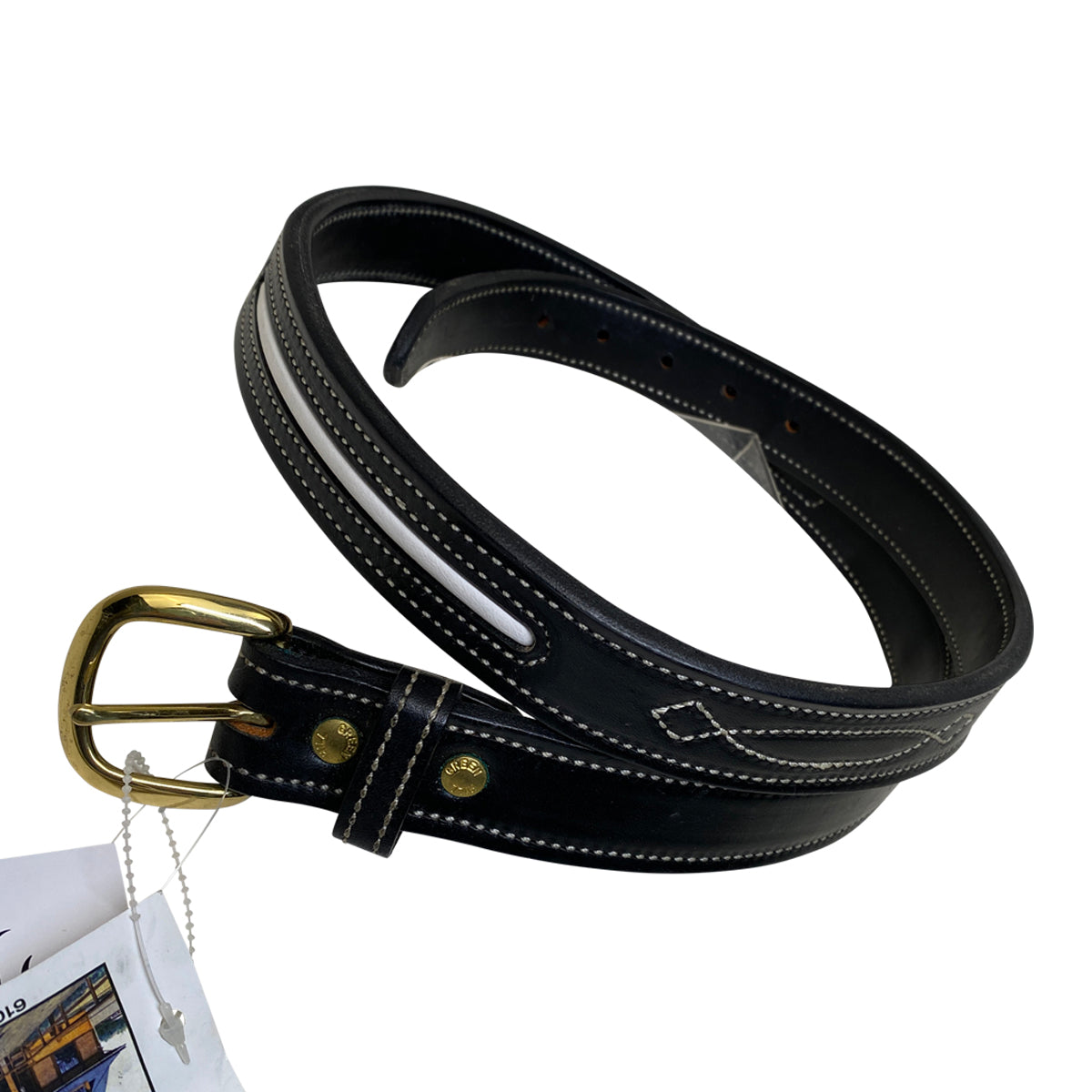 Green Hill Leather Belt in Black/White