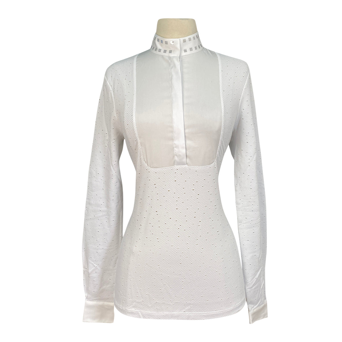 Product shot of white Cavalleria Toscana show shirt with perforated body.
