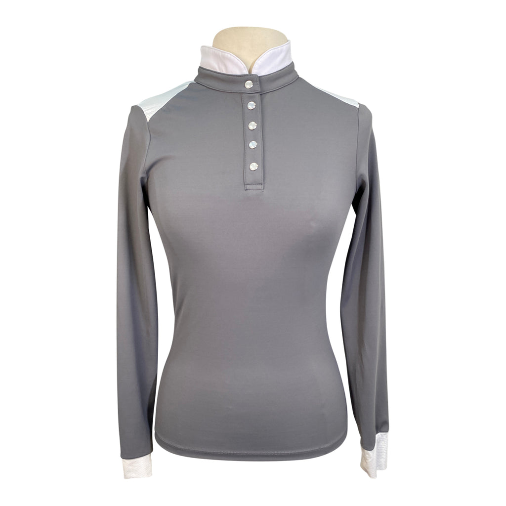 Free Ride Equestrian 'Devon' Long Sleeve Competition Top in Light Grey