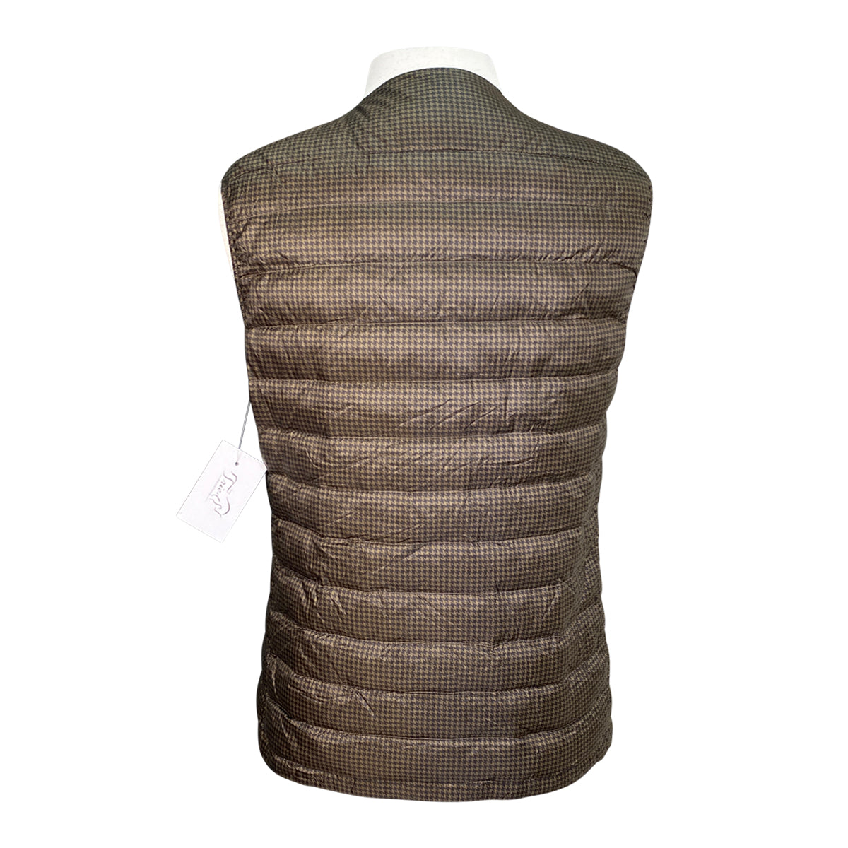 Uniqlo Lightweight Down Vest in Brown Houndstooth