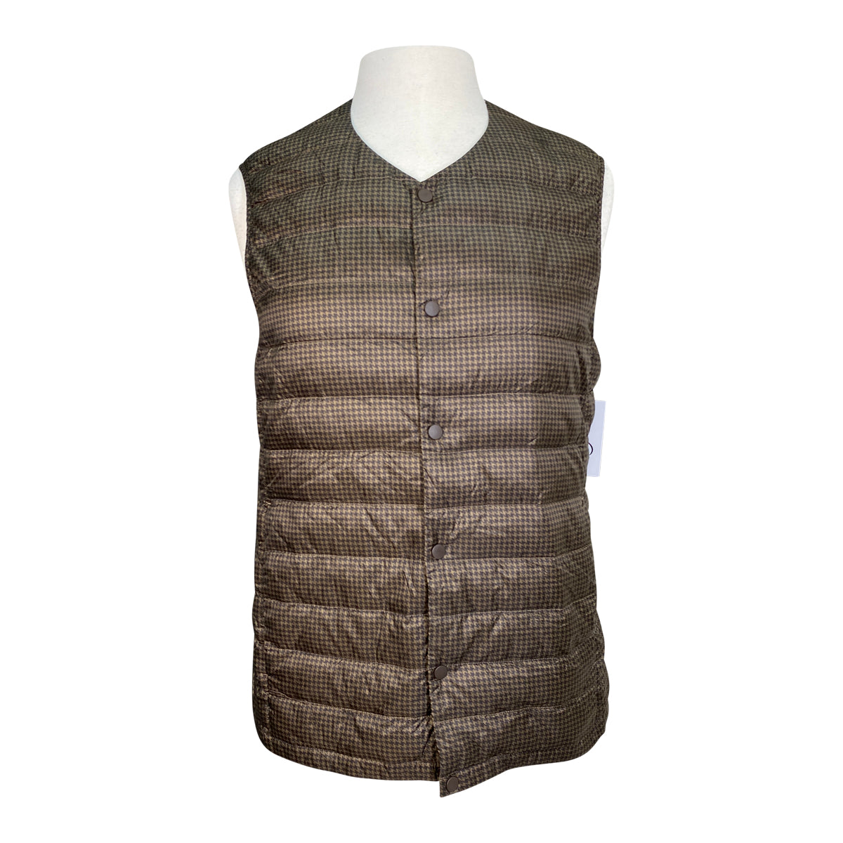 Uniqlo Lightweight Down Vest in Brown Houndstooth
