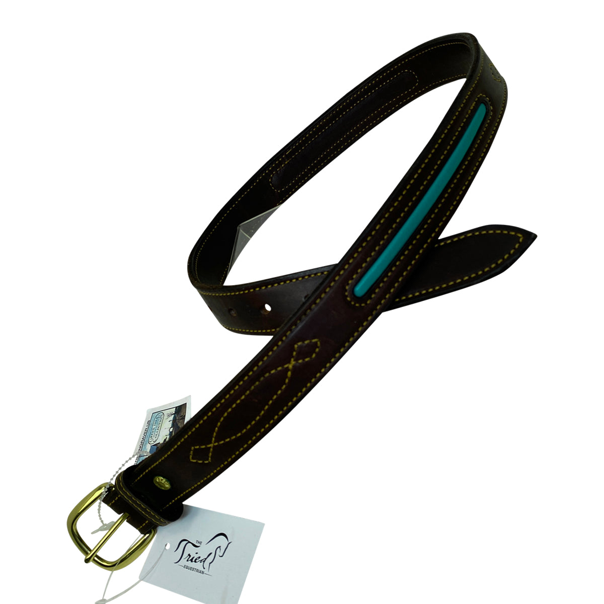 Green Hill Leather Belt in Black/Turquoise