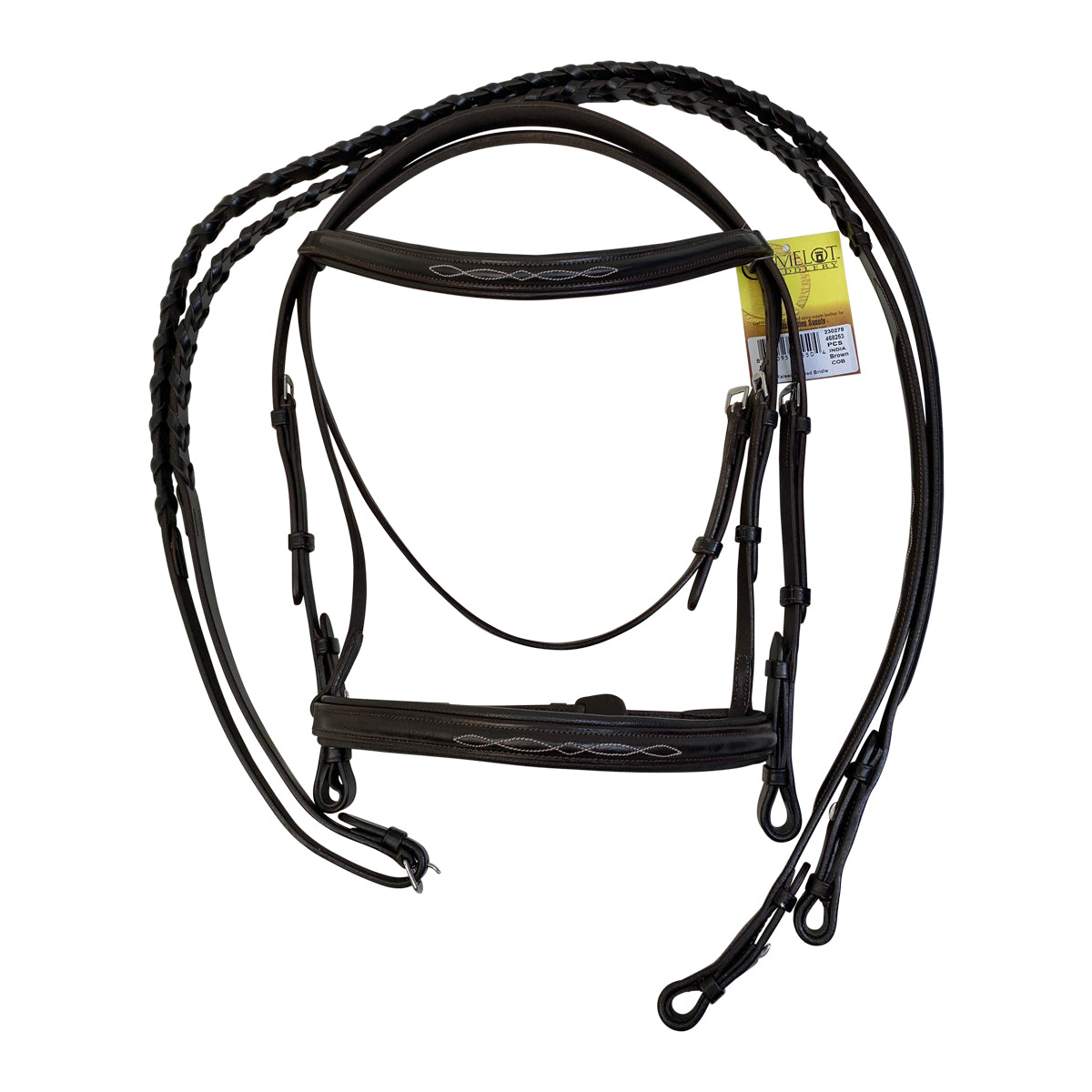 Camelot 'Fancy Raised' Padded Bridle in Brown 