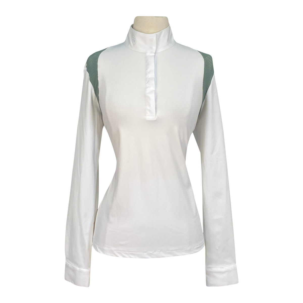 Cavalleria Toscana Jersey L/S Competition Shirt w/Perforated Shoulder Inserts in White w/Tan