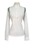 Cavalleria Toscana Jersey L/S Competition Shirt w/Perforated Shoulder Inserts in White w/Tan