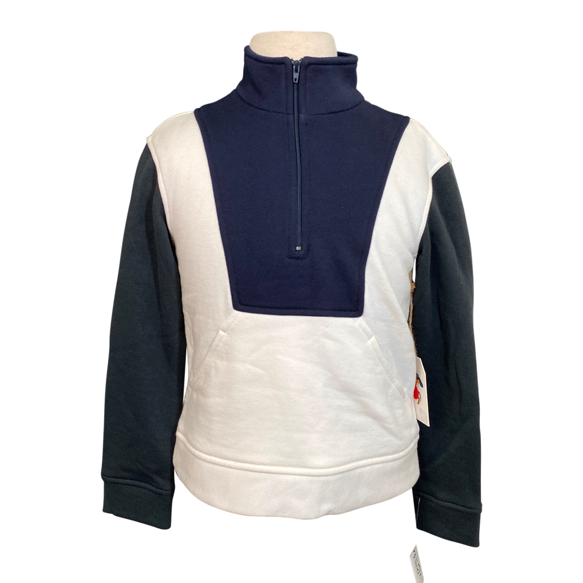Hippique Kids 1/2 Zip Pullover Sweatshirt in Navy/White/Green