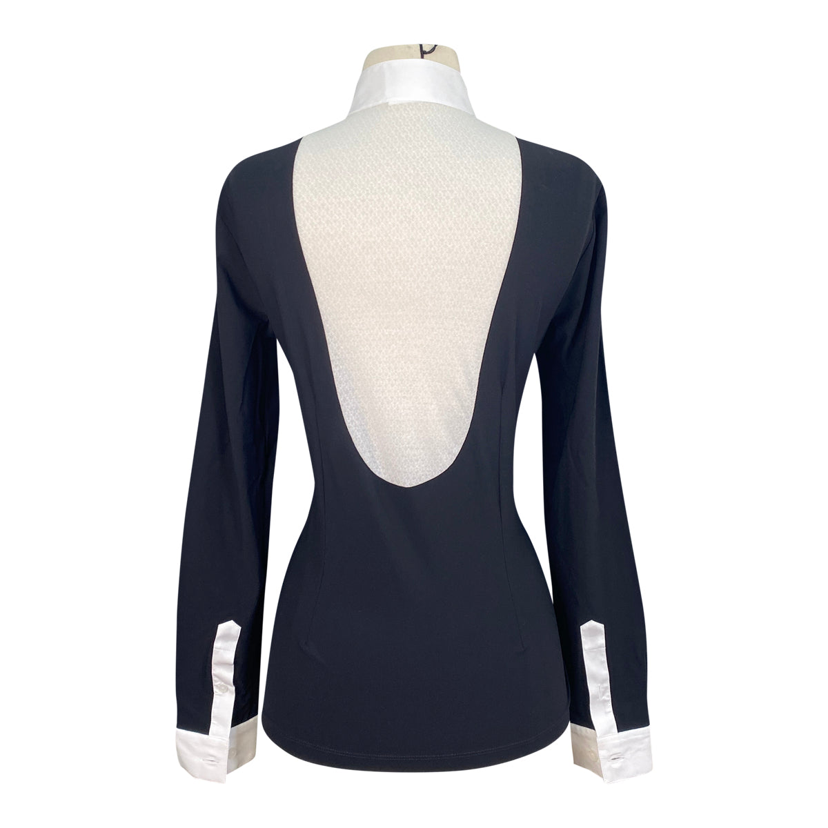 Cavalleria Toscana Lace Drop Bib L/S Competition Shirt in Navy - Women&#39;s Medium