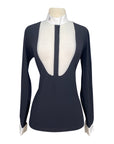 Cavalleria Toscana Lace Drop Bib L/S Competition Shirt in Navy - Women's Medium