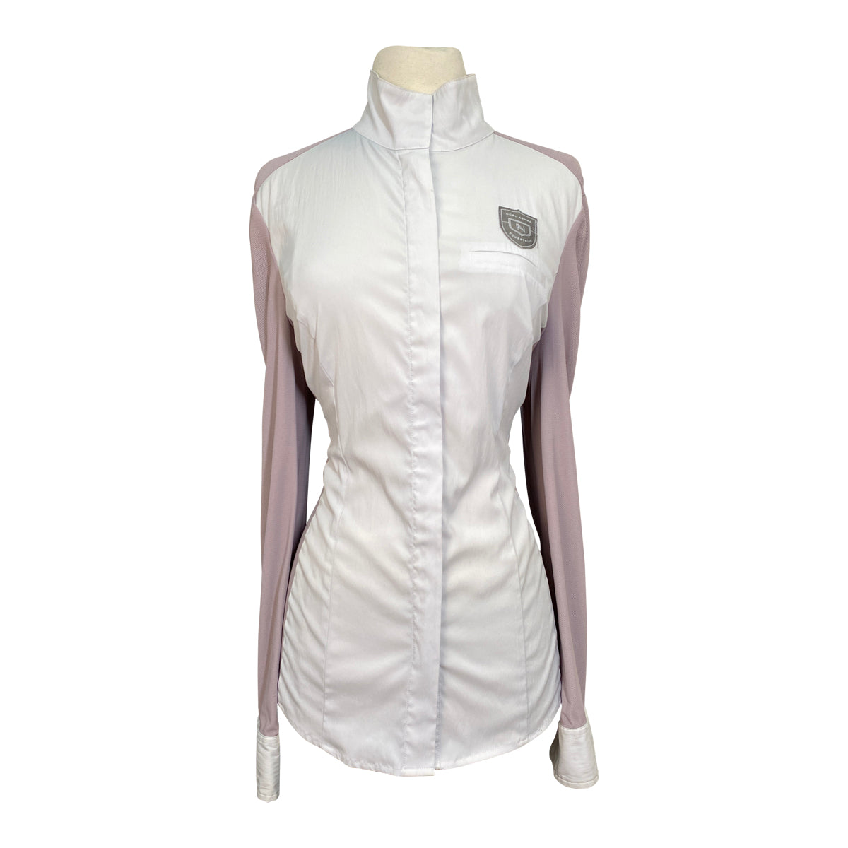 Asmar Equestrian Mesh 'Arwen' Show Shirt in White/Dusty Rose