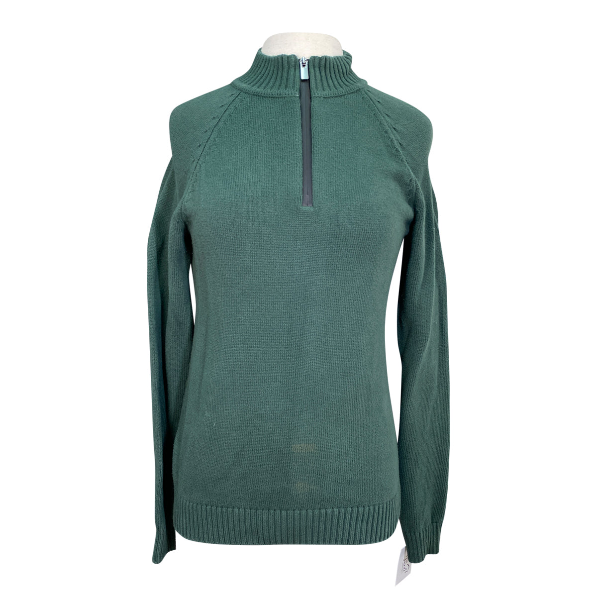 Equestrian Stockholm 'Half-Zip' Knit Top in Sycamore Green