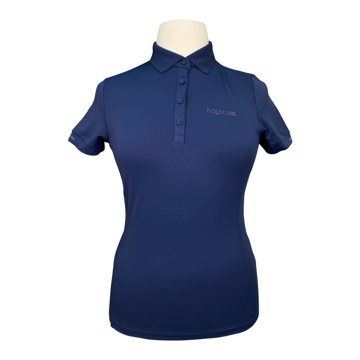 Equiline &#39;Evae&#39; Short Sleeve Polo Shirt in Diplomatic Blue - Women&#39;s Large