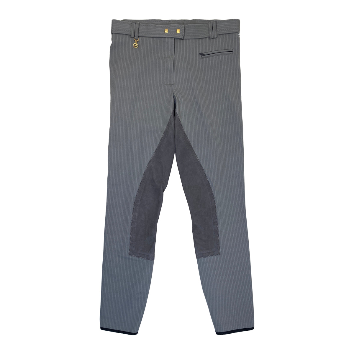 Golden Dress Suede Full Seat Breeches in Grey Pinstripe