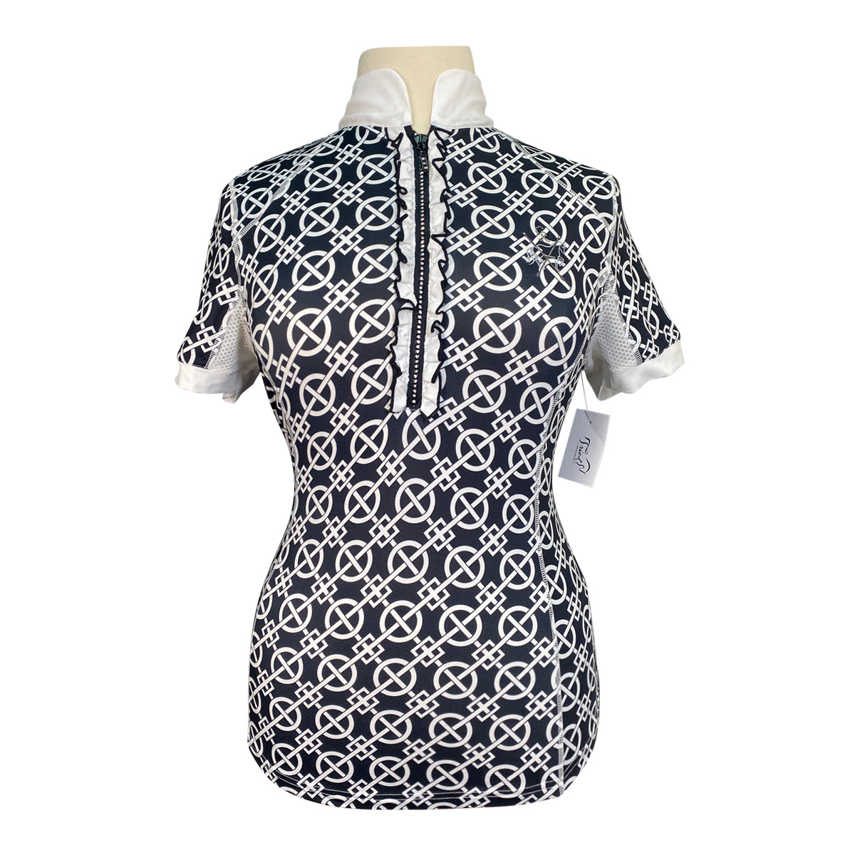 Front of Goode Rider 'Luxe' Show Shirt in Black Graphic - Women's Medium