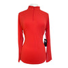 Ibkul Solid Long Sleeve Mock Neck Top in Red