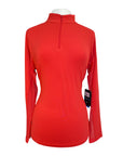Ibkul Solid Long Sleeve Mock Neck Top in Red